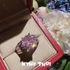 Jewelry, Vintage Crown Jewel Ring, Wedding Banquet, Bud Rose Pink Zircon Ring, Set