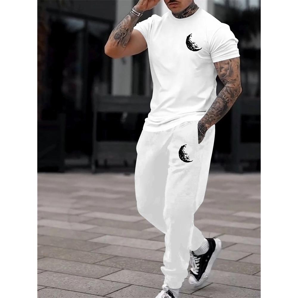 Casual Men's Casual Men's Short-sleeved Shirt and Long Pants, a Fashionable Street Style Two-piece Set