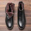 Mode Winter Rindsleder Outdoor Warme Herren Schneestiefel Plüschisolierung Spritzwasserfest Hoher Schaft Motorradstiefel Herrenstiefel