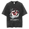 Camisetas de Algodón de Death Note Lavadas para Hombre Vintage Anime Japonés Oversize Streetwear Manga Corta Camiseta Tops de Algodón Holgados