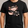 Men's T-Shirt Lazy Ninja Axolotl Motif Cotton Size S To 5XL