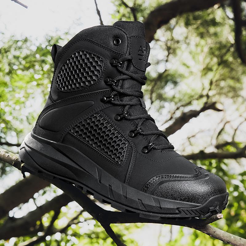 

Summer breathable desert boots casual outdoor hiking shoes sports tactical boots ultra-light combat boots wear-resistant hiking shoes men 47 чорний