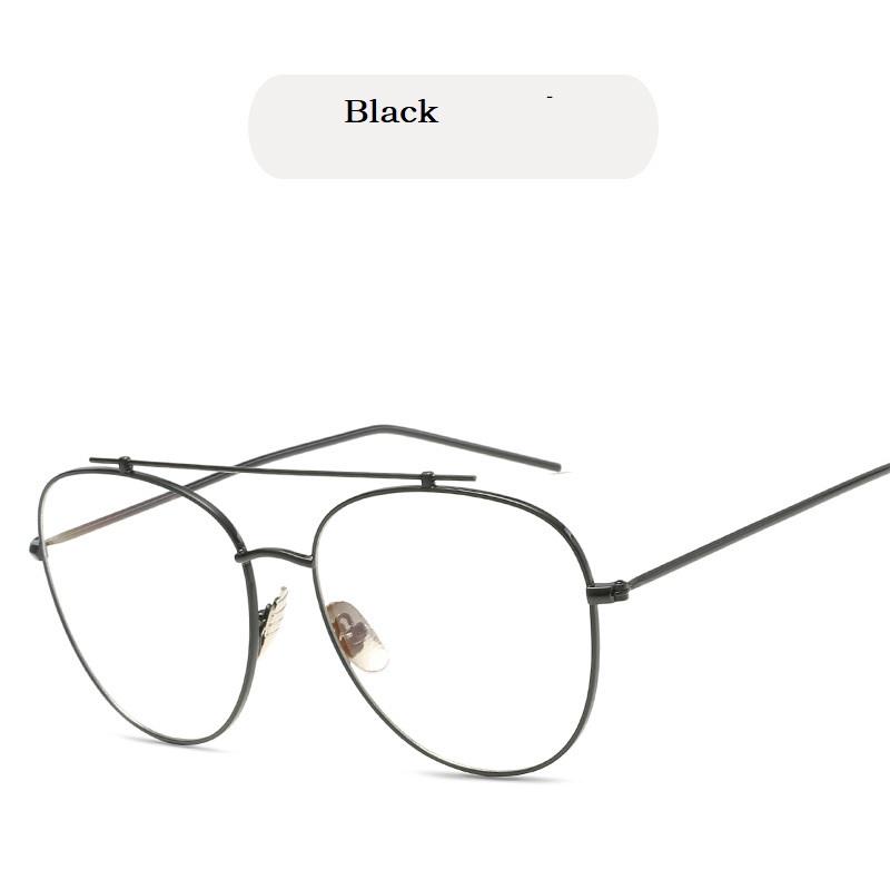 Fashion Vintage Square Frame Oversized Metal Glasses for Men Women Gold Optical Spectacle with Clear Lens
