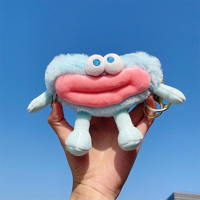 Funny Cartoon Sausage Mouth Monster Pendant Cute Big Mouth Monster Plush Big Eyes Cute Little Doll Toy
