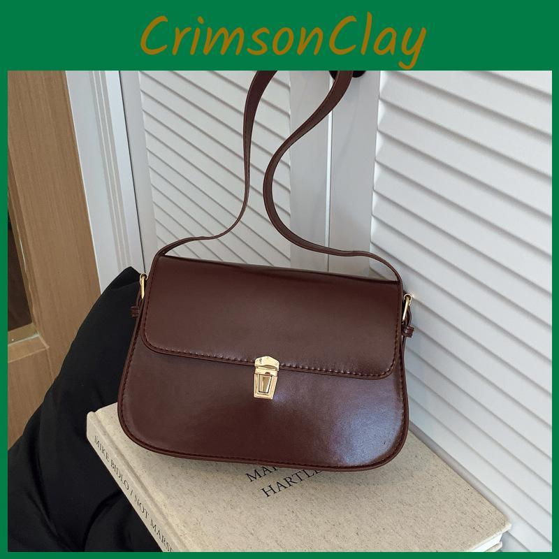 Pu Small Square Bag For Women With Lock Closure And Mobile Pocket For Daily Fashion