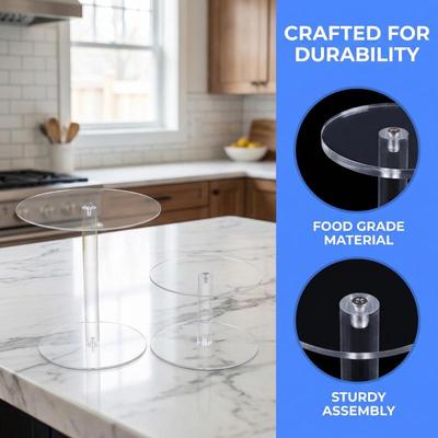 Acrylic Transparent Cake Stand Round Display Tray For Cupcake Pastry Dessert Table Wedding Birthday and Banquet