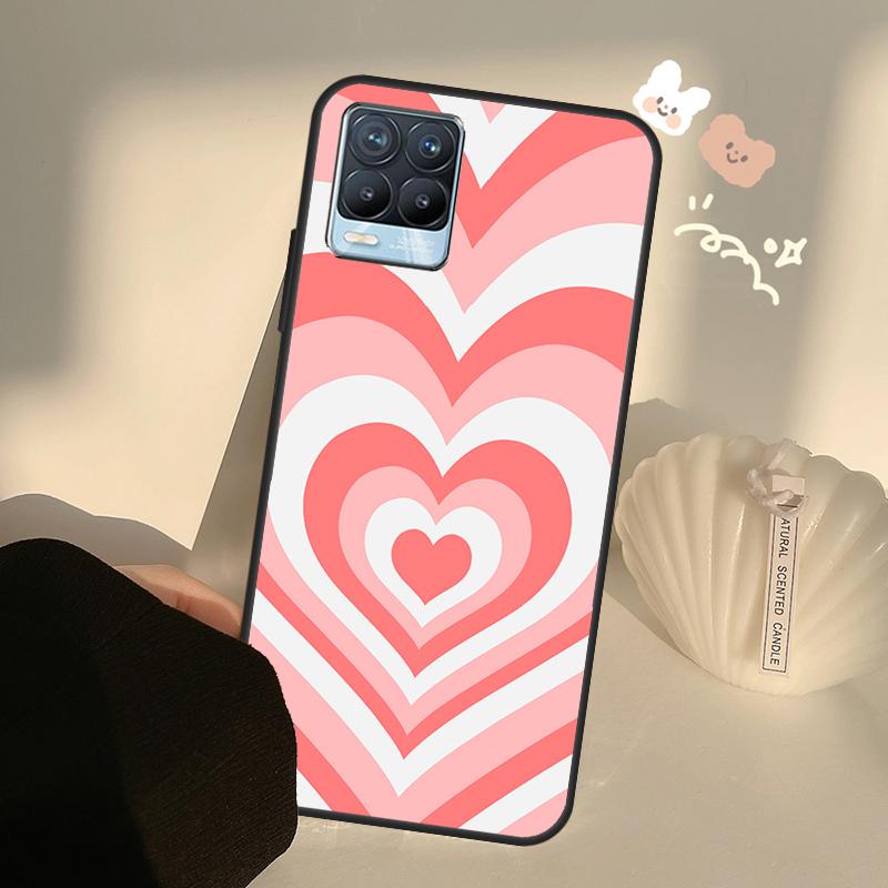 Latte Love Tunnel Brown Heart Case For Realme C75 C63 C61 C55 C51 C53 C25 C65 C67 C71 11 12 13 14 15 Pro Plus GT6 GT7 Pro
