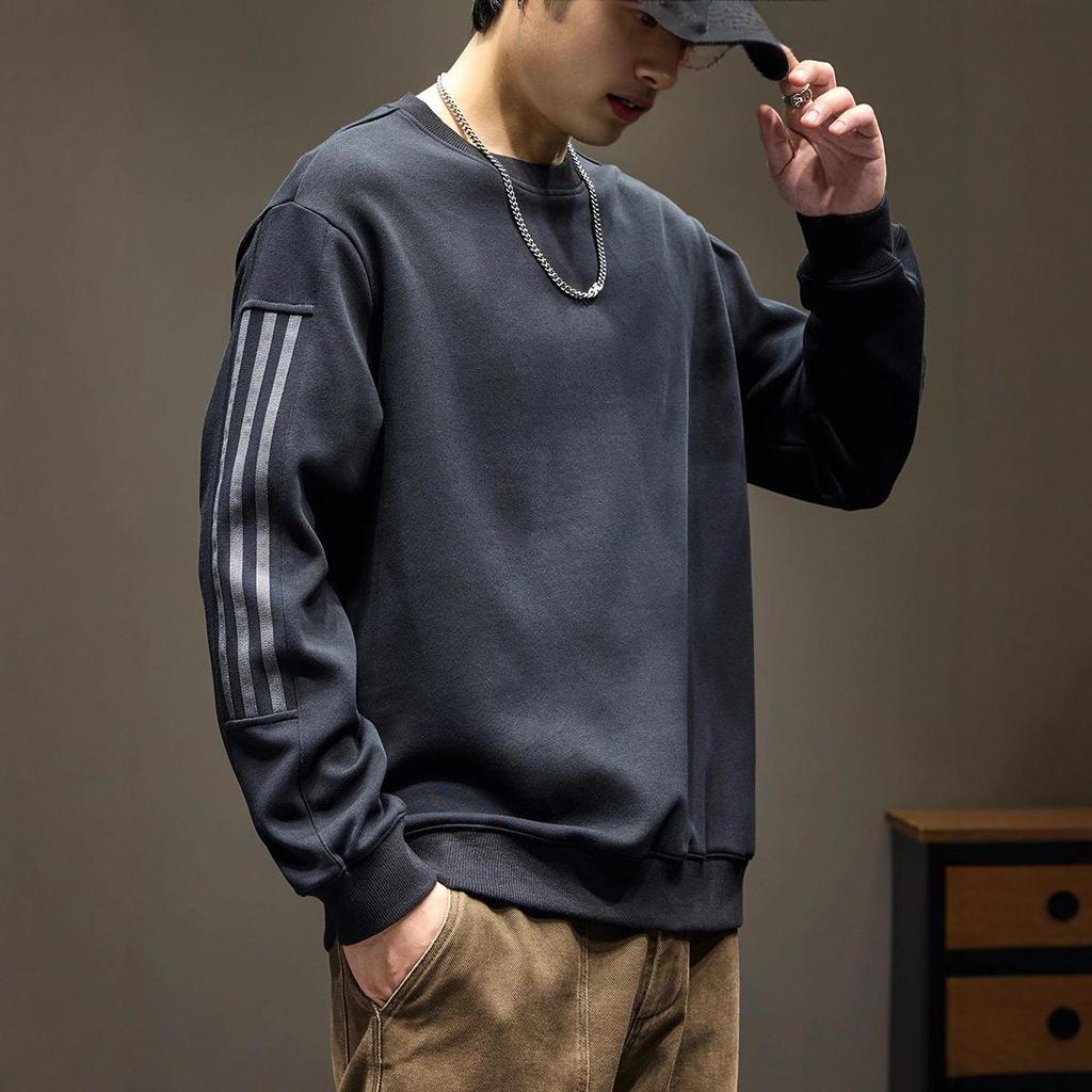 Men's Trendy Striped Crewneck Sweatshirt - Autumn 2025 Casual Heavyweight Long Sleeve Top