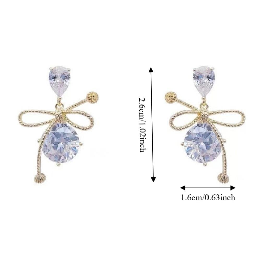 Drip Crystal Zircon Earrings Women Jewelry Bowknot Earrings Rhinestone Pendant Earrings  Date Night