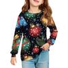 Christmas Day Girls' Long Sleeve Blouse - Round Neck Soft Waist Tunic