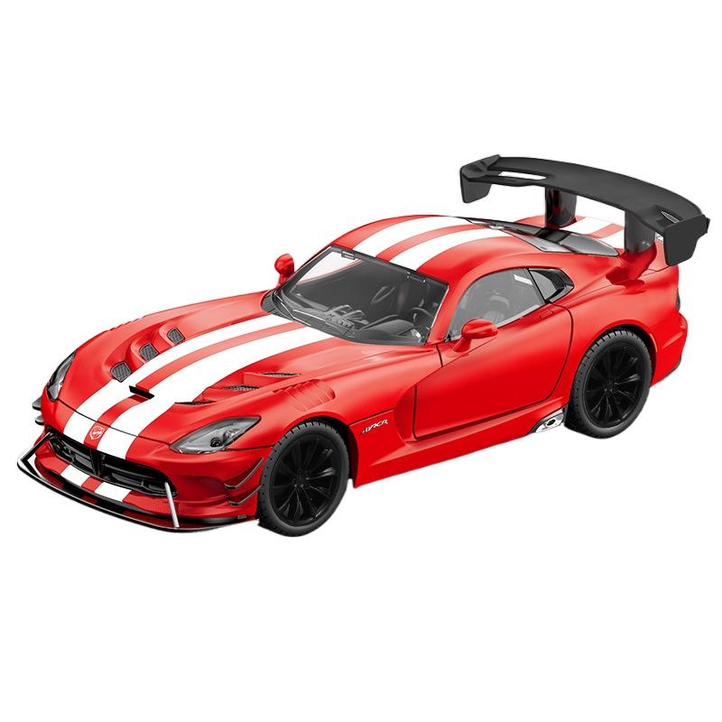 NOVÝ 1/24 Dodge Viper SRT Supercar Model auta ze slitiny Zvuk a světlo Stahovací Dětská hračka Sběratelský předmět Dárek k narozeninám