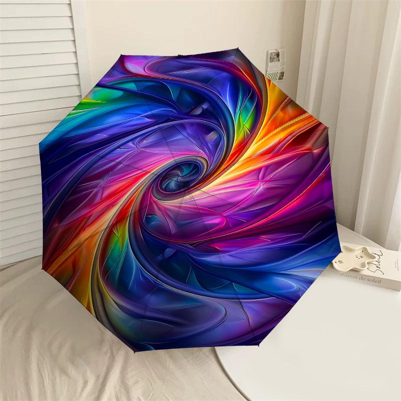 

1PC Swirl ColorsAutomatic Open/Close Umbrella with Windproof, 8-Rib Sturdy Canopy, Durable Ribs, Fashionable Design1283A