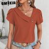 GMXIA Dámská móda Ležérní jednobarevné halenky a košile s krátkým rukávem a výstřihem do V