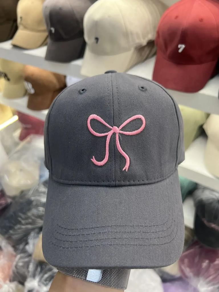 Women's Sweet Bowknot Embroidery Baseball Cap Solid Color Korean Style Peaked Cap Outdoor Soft Cotton Snapback Sun Visor Hat