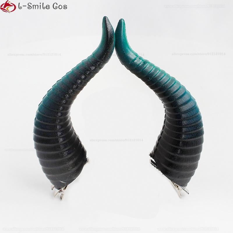 Anime MALLEUS DRACQMA Cosplay Wig 55cm Long Hair With Horn Heat Resistant Synthetic Party Wigs + Wig Cap