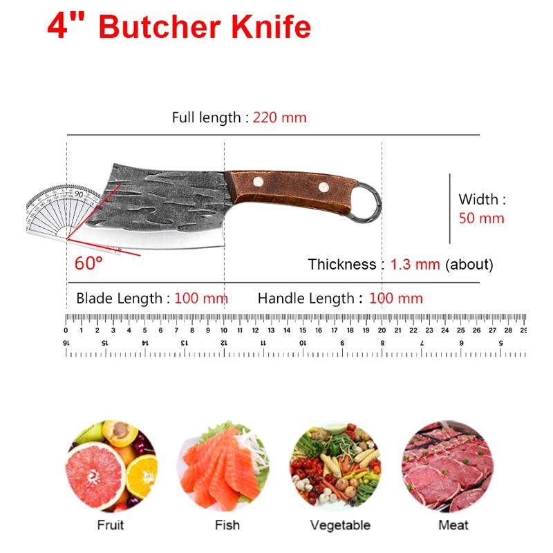 Couteau à découper pour trancher le poisson, la viande, les légumes, couteaux de cuisine, acier inoxydable, manche en bois, couteau de boucher, outils de cuisine de chef