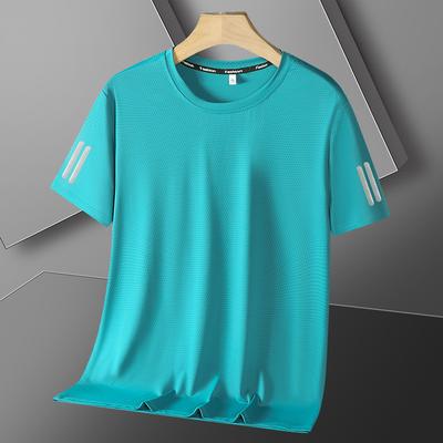 Ice Silk Short Sleeve T-shirt Men's Sports Quick Dry Top Men's Loose Half Sleeve Large Bottom Shirt