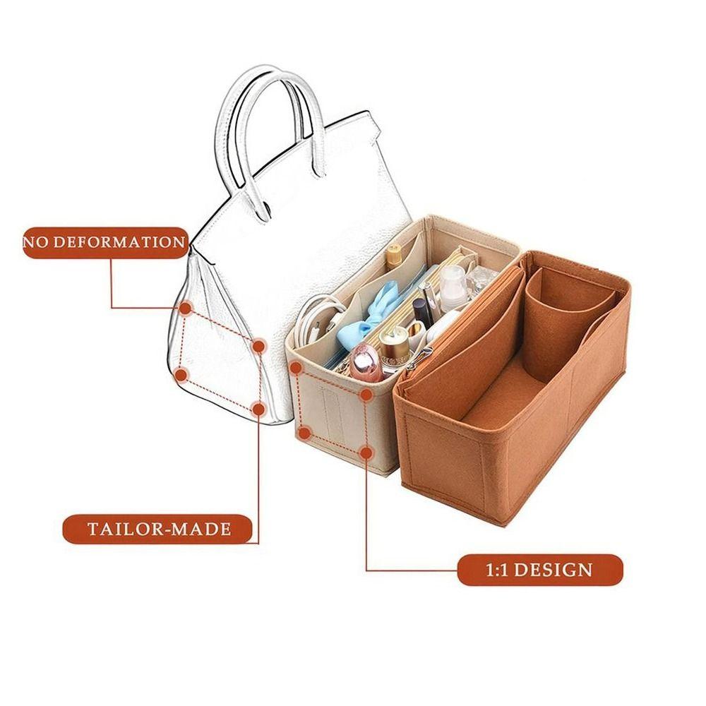 Simple Felt Handbag Insert Bag Multi-Pocket Bag Support Purse Liner Travel Portable Internal Bag for Birkin25/30/35