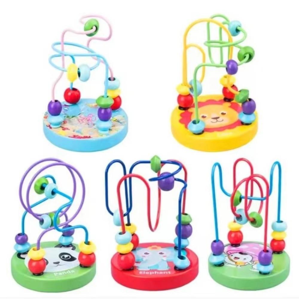 Wooden Roller Coaster Educational Circle Toy Colorful Bead Maze Toy Cartoon Small Beaded Toys