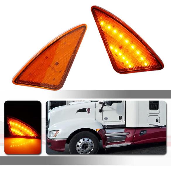 Совместимо с 2008-2021 Kenworth T660 T170 T370 T270 Грузовик Крыло Боковой Габаритный Огонь Поворотник Замена Сборочный Элемент Янтарный Светодиодный Рассеиватель Amber LED Amber Lens