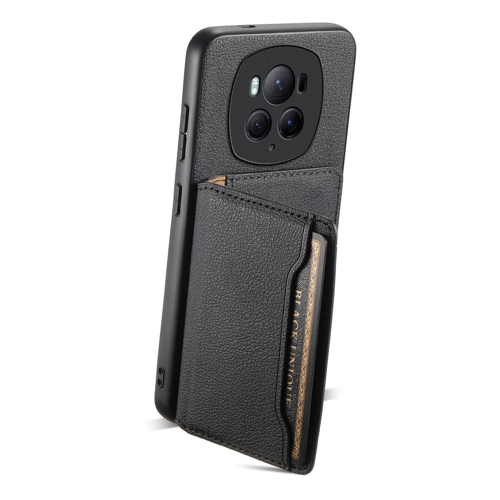 For Honor Magic6 Pro 5G Case Kickstand Drop-proof Leather Coated PC+TPU Back Phone Cover