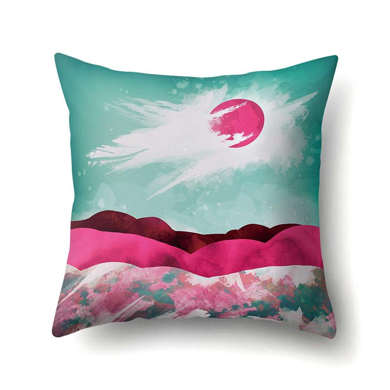 Polyester Pillow Cover Mountain Print Pillow Cover Waist Cushion Cover Car Cushion Head Cushion Cover Premium Durable