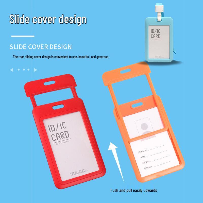 Double-Sided Transparent ID Card Holder with Lanyard - Push-in Style for Employee or Student Access Cards