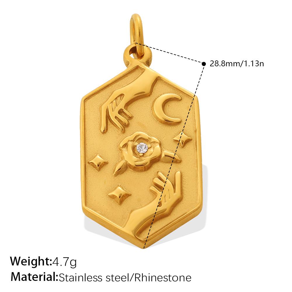 Stylish Gold Embossed Stainless Steel Pendant – Trendy European & American Jewelry Accessory
