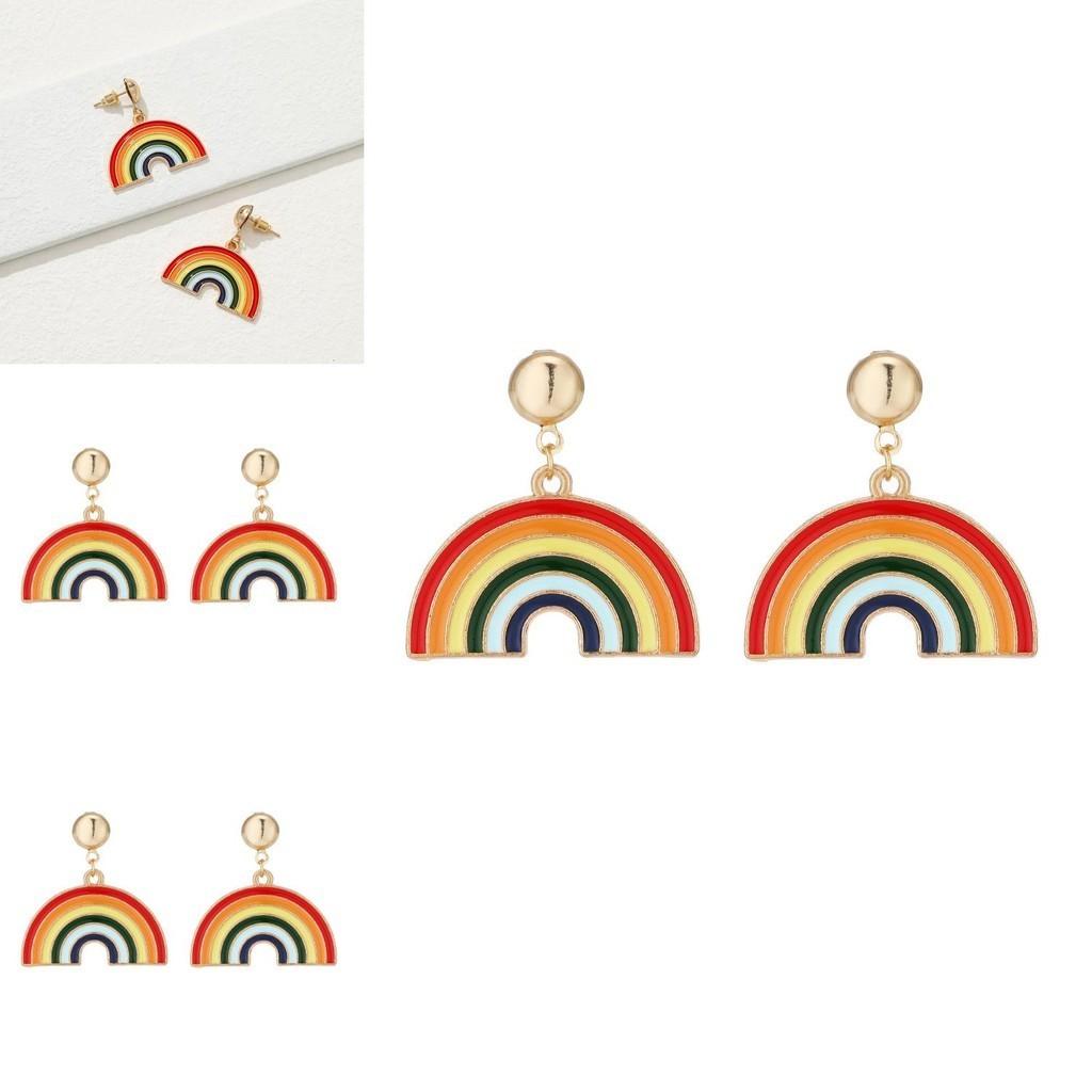 Charming Colorful Rainbow Earrings Geometric Alloy Plated Fun Fashion Jewelry