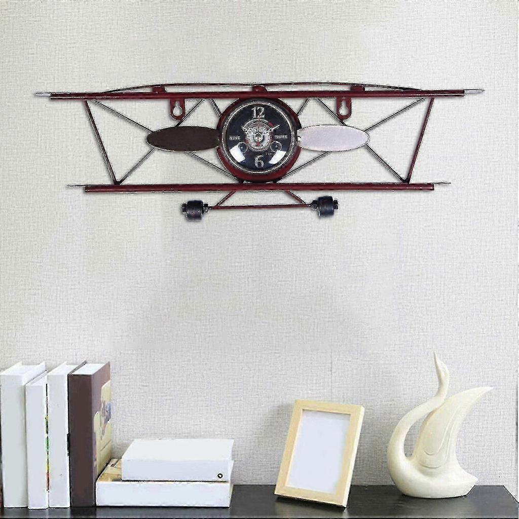 Creative Retro Aircraft Clock, Living Room, Dining Wall, Wall Decoration, Wall Hanging, Iron Orname