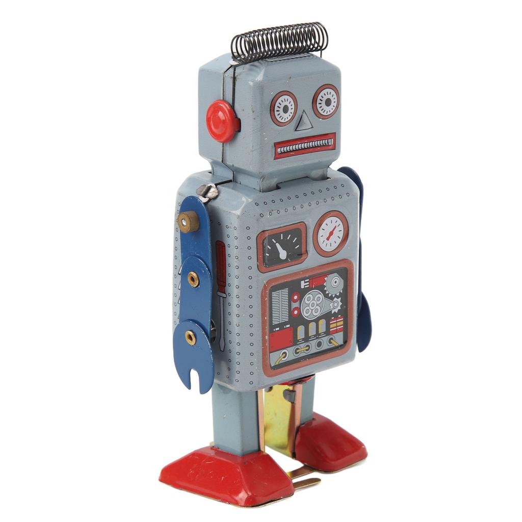 Wind Up Vintage Robot Toys Clockwork Walking Toy Retro Tinplate Toy for Photo Prop Decoration Gift