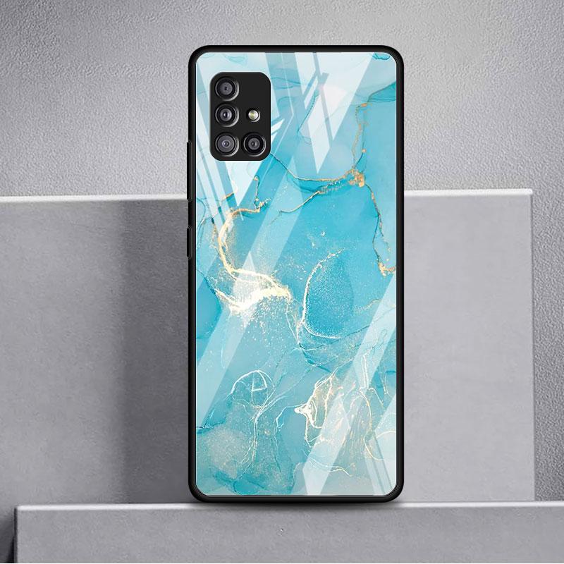 Marmor Mønster 3 Glass Deksel For Samsung Galaxy A52 A71 A50 A51 A70 A21s A31 A72 A10 A12 A30 A22 5G Telefondeksel