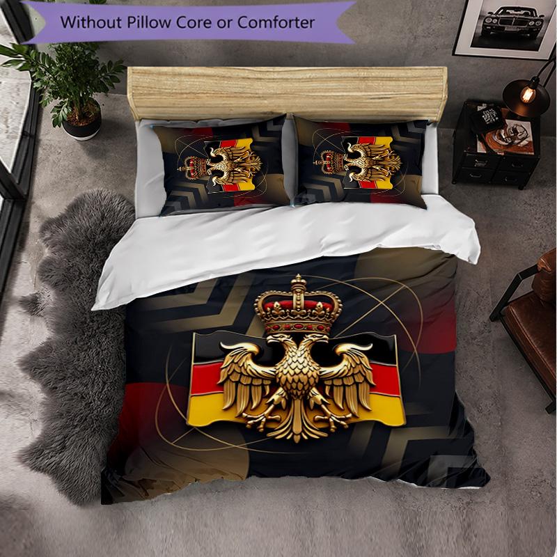 Belgium Football Pattern 3 Pieces Bedding Set Soft Microfiber Duvet Cover with Pillow Cases for Bedroom