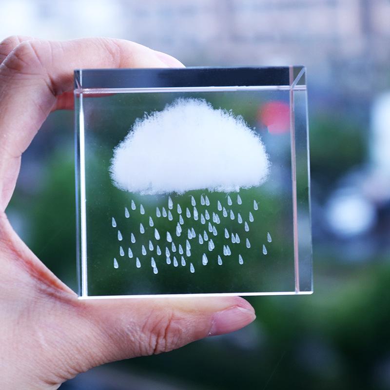 Rainy Cloud Crystal Desk Ornament: Mood-Boosting Gift for Girls