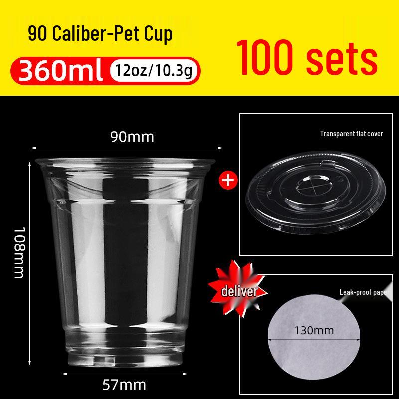 Leak-Proof PET Plastic Beverage Cup with Lid – Transparent Disposable Coffee & Cold Drink Cup
