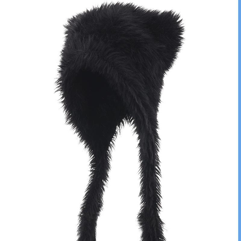 Autumn And Winter New Cute Plush Bear Hat Thick And Warm Imitation Rabbit Hair Windproof Ear Protection Cap