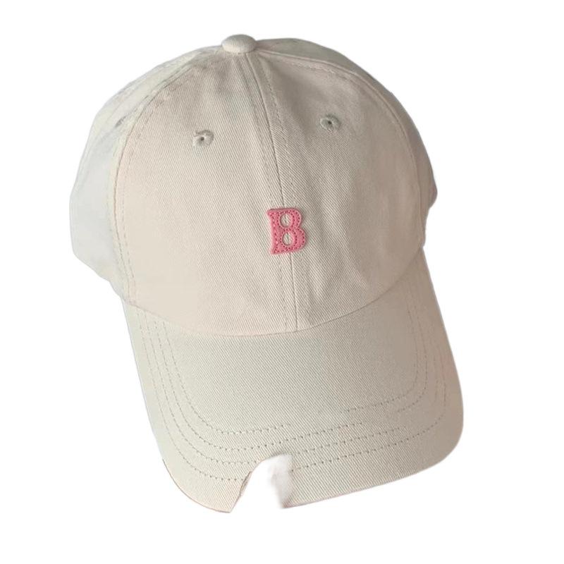 New versatile soft-top hat, baseball cap, pink sun hat, unisex letter baseball cap, Korean Dongdaemun style