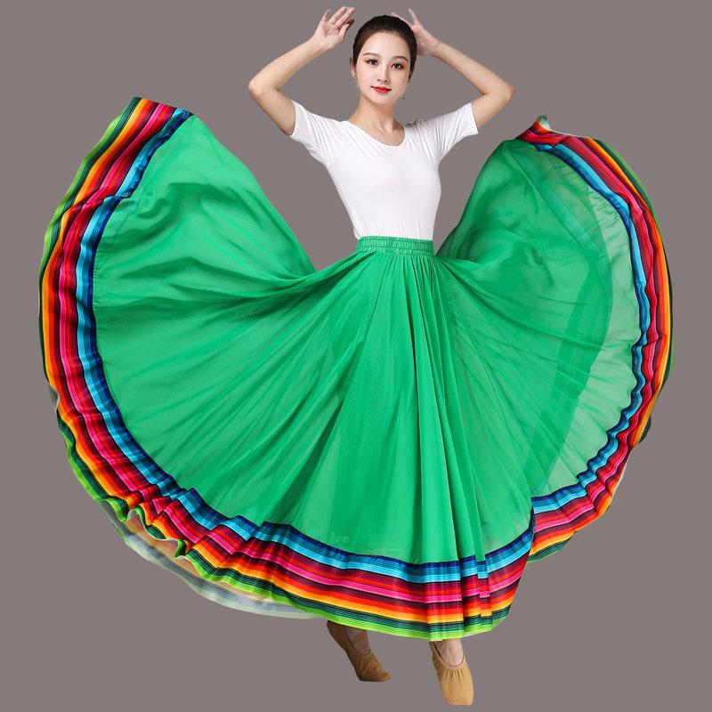 

Женская шифоновая юбка в этническом стиле для танцев - Классическое выступление для квадратного танца XS: Length 80cm, Height 150-155cm