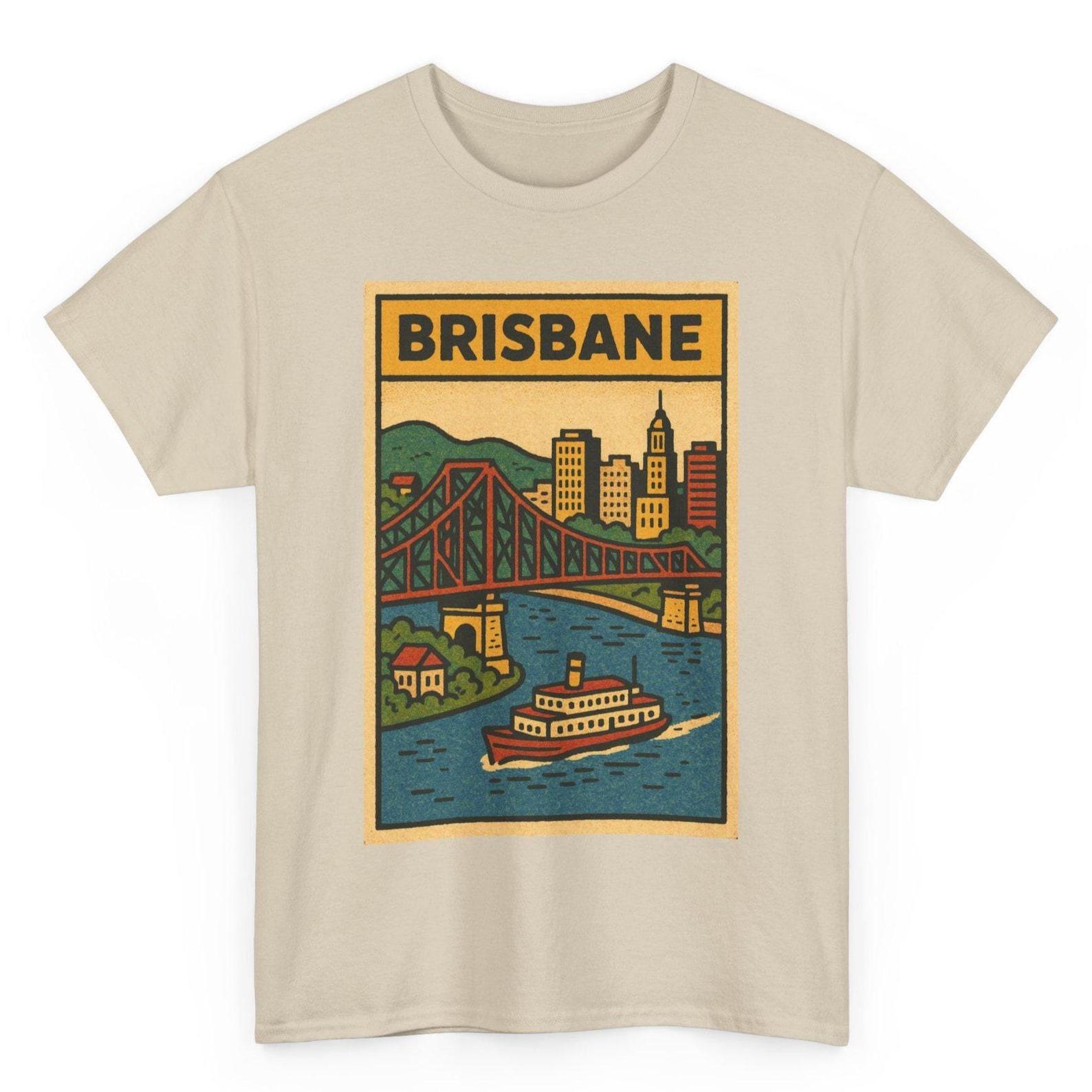 Brisbane Australia T-Shirt: Retro Comic Style Graphic Tee L