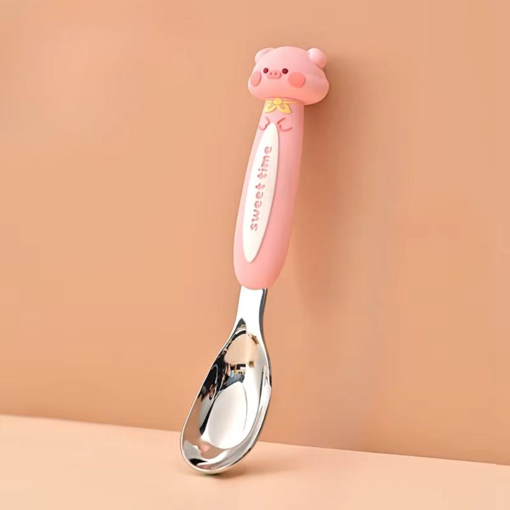Stainless Steel Baby Feeding Spoon 3D Animal Meals Dessert Fruit Spoon Rice Spoon  Food Accessories