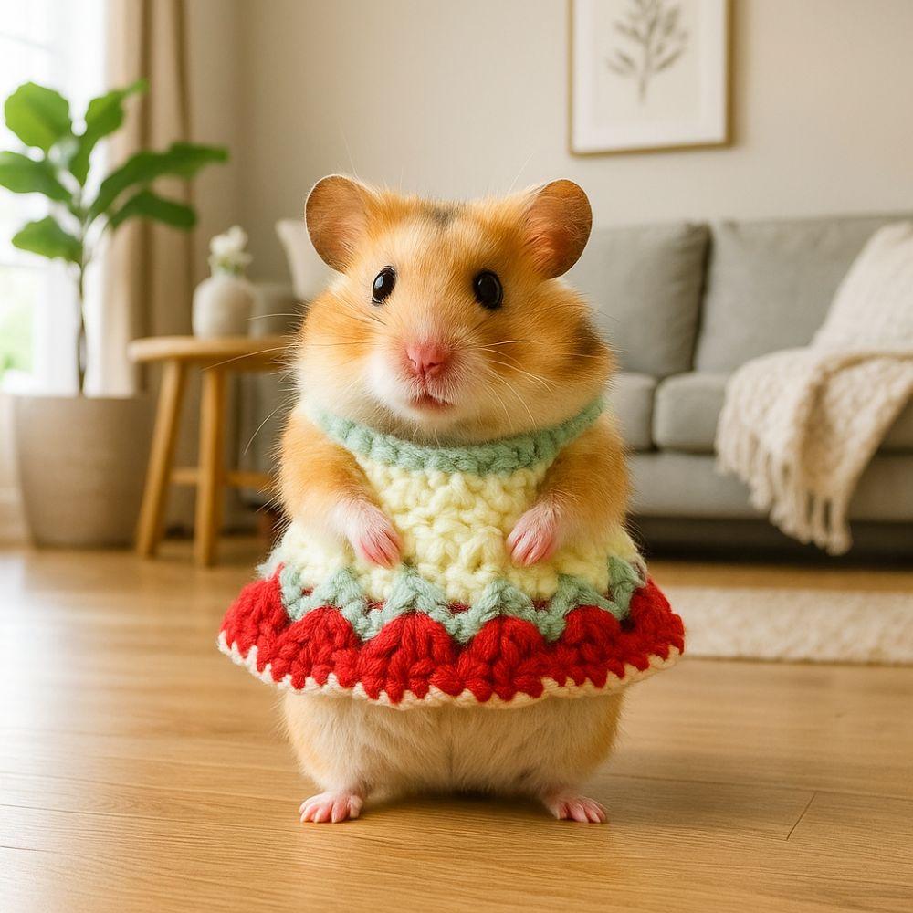 Decorative Cute Hamster Knitted Skirt Warm Handmade Animals Dress Soft Small Pets Sweater Outing Wear