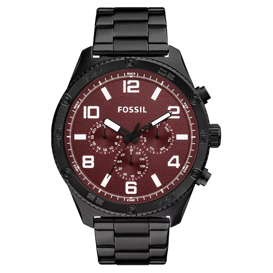 

Fossil Men s Quartz Leather Three-Hand Watch Stainless Steel Case/Glass Mirror BQ2803 червоний