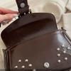 Trend Y2K Rivet Shoulder Bag Retro Spicy Girl Vintage Underarm Bag Fashion Pu Leather Motorcycle Bag Girls