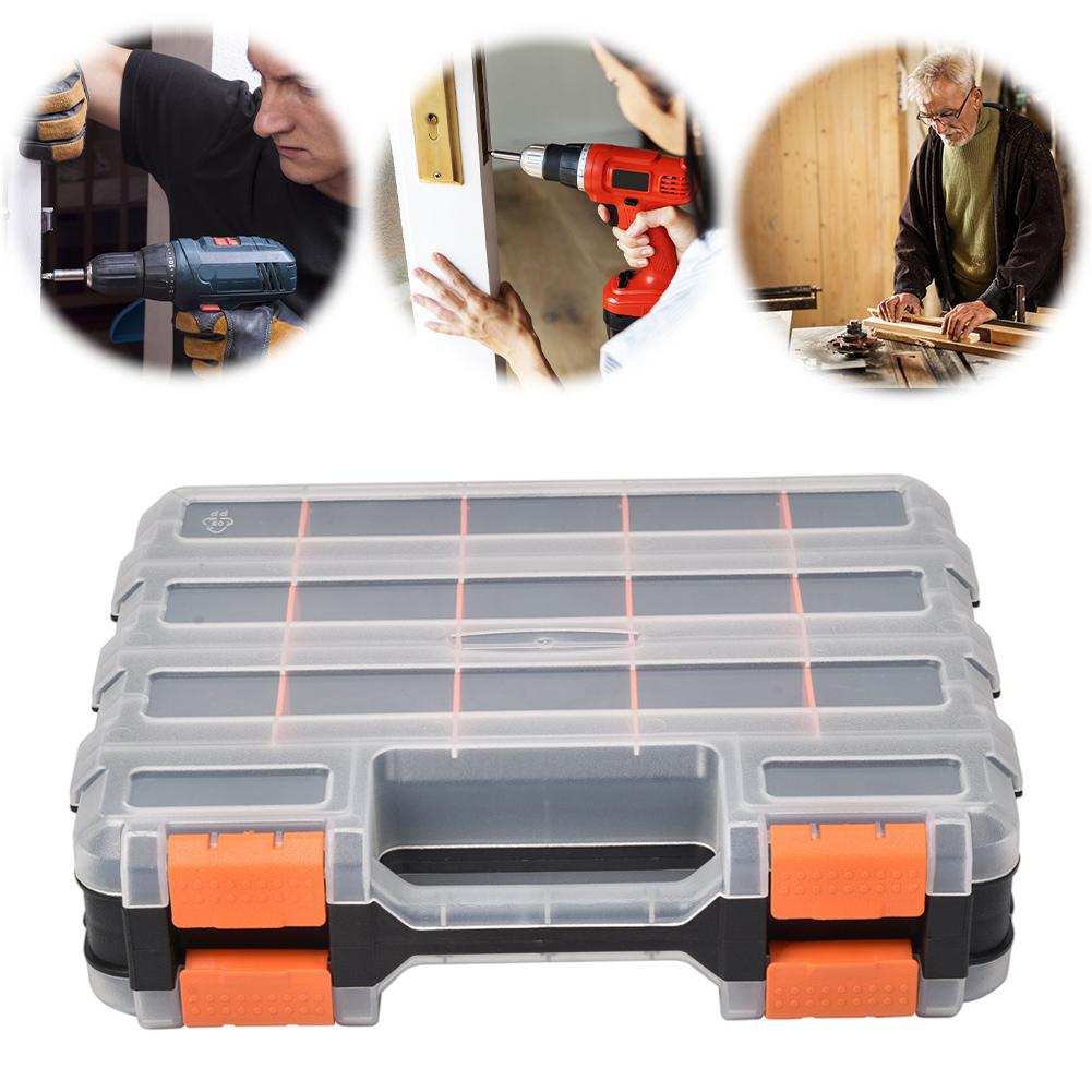 Double Side Tools Box Organizer Hardware Storage Box Plastic Double Side Tools Box Toolbox Container for Screws Nuts Small Parts