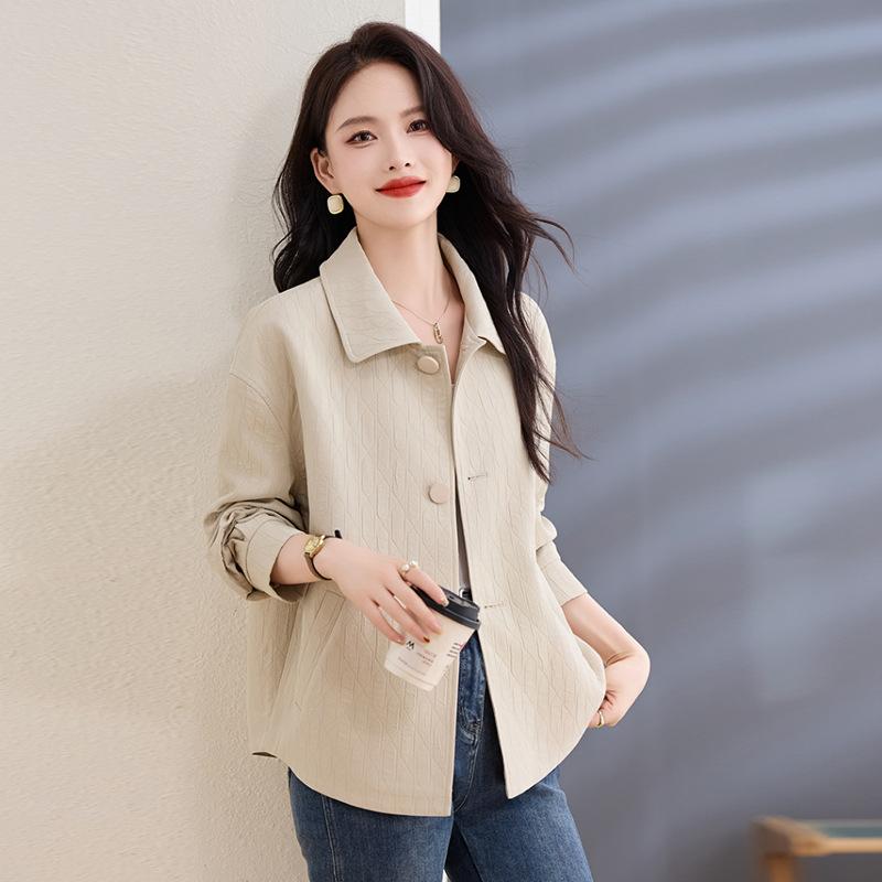 

Rhombus grid short coat women s spring and autumn new casual versatile jacket top M бежевий