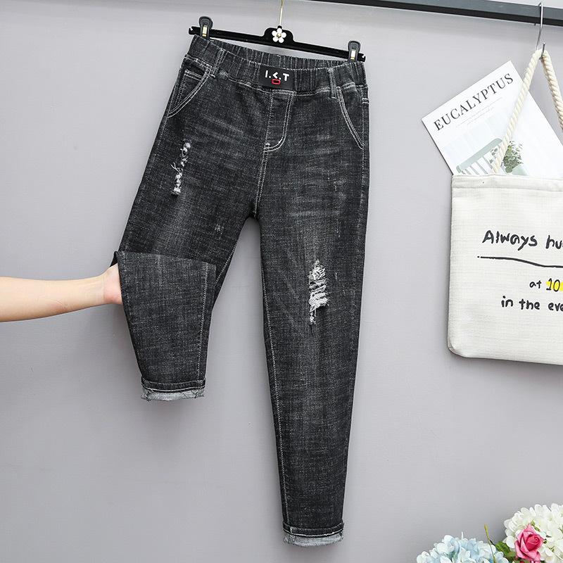 Jeans in großen Größen Jeans mit schmalem Bein Lockere Haremshose für Damen Neun-Minuten-Hose Hose mit hoher Taille Jeans in Übergröße mit Karottenhose mit bequemer Taille