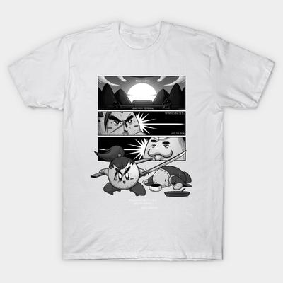 T-Shirt Damen Samurai Kirby Hoffnung für Morgen Schwarz-Weiß Harajuku Print Kawaii T-Shirt Sommer Kurzarm Damen T-Shirt Top Tee
