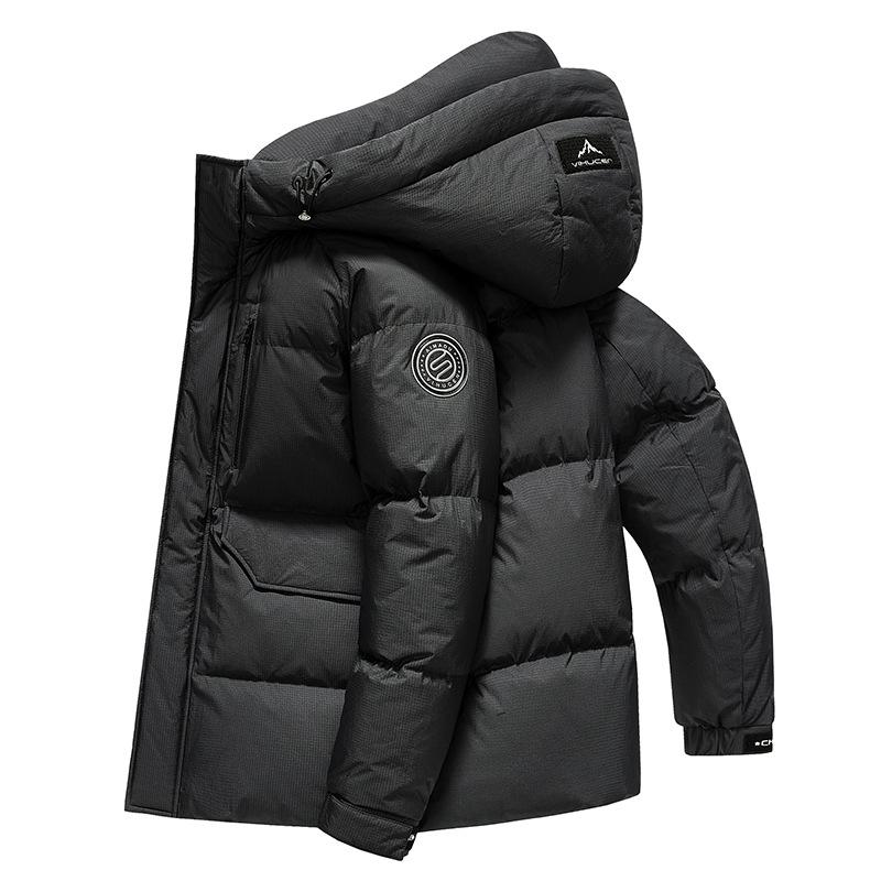 Winter Daunenjacke mit Kapuze für Männer und Frauen, Verdickte mittellange Jugenddaunenjacke, Daunenjacke