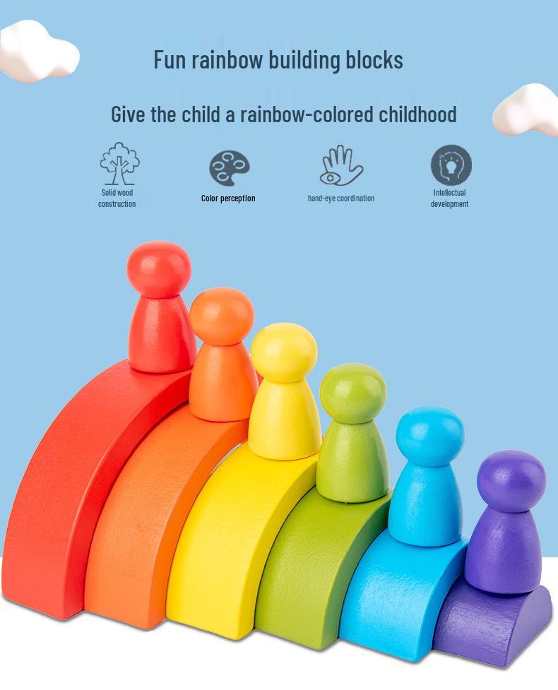 Wooden Rainbow Arch Building Blocks for Toddlers - Creative Stacking Puzzle Toy for Early Education & Parent-Child Play