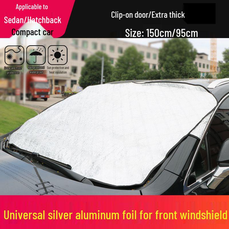 Double Layer Windproof Snow & Frostproof Car Sunshade Cover for Windshield & Half Body